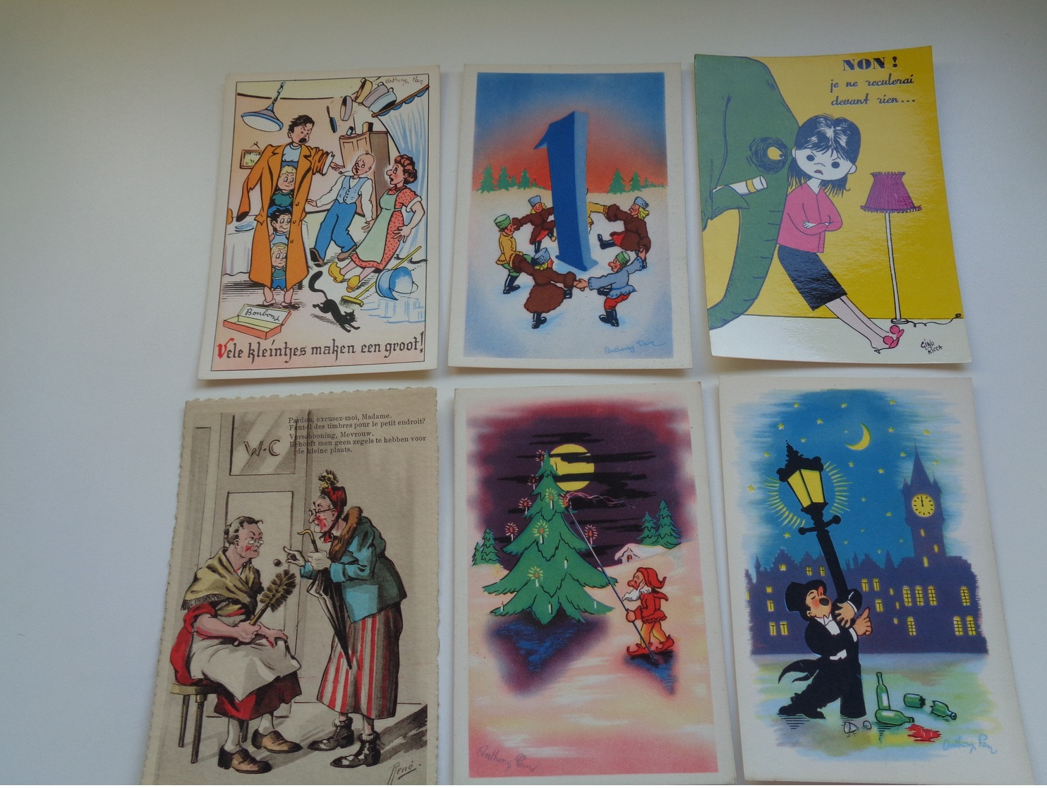 Beau lot de 60 cartes postales de fantaisie CPSM  grand format     Mooi lot van 60 postkaarten fantasie  groot formaat