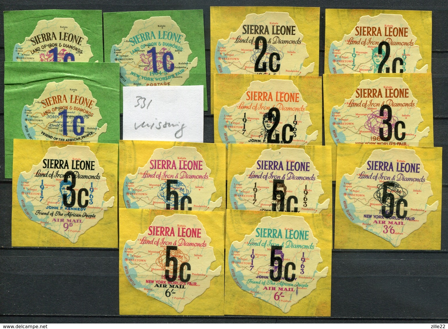 Sierra Leone Mi# 328-41 (331 Missing) Self Adhesive - Map Kennedy - Sierra Leone (1961-...)