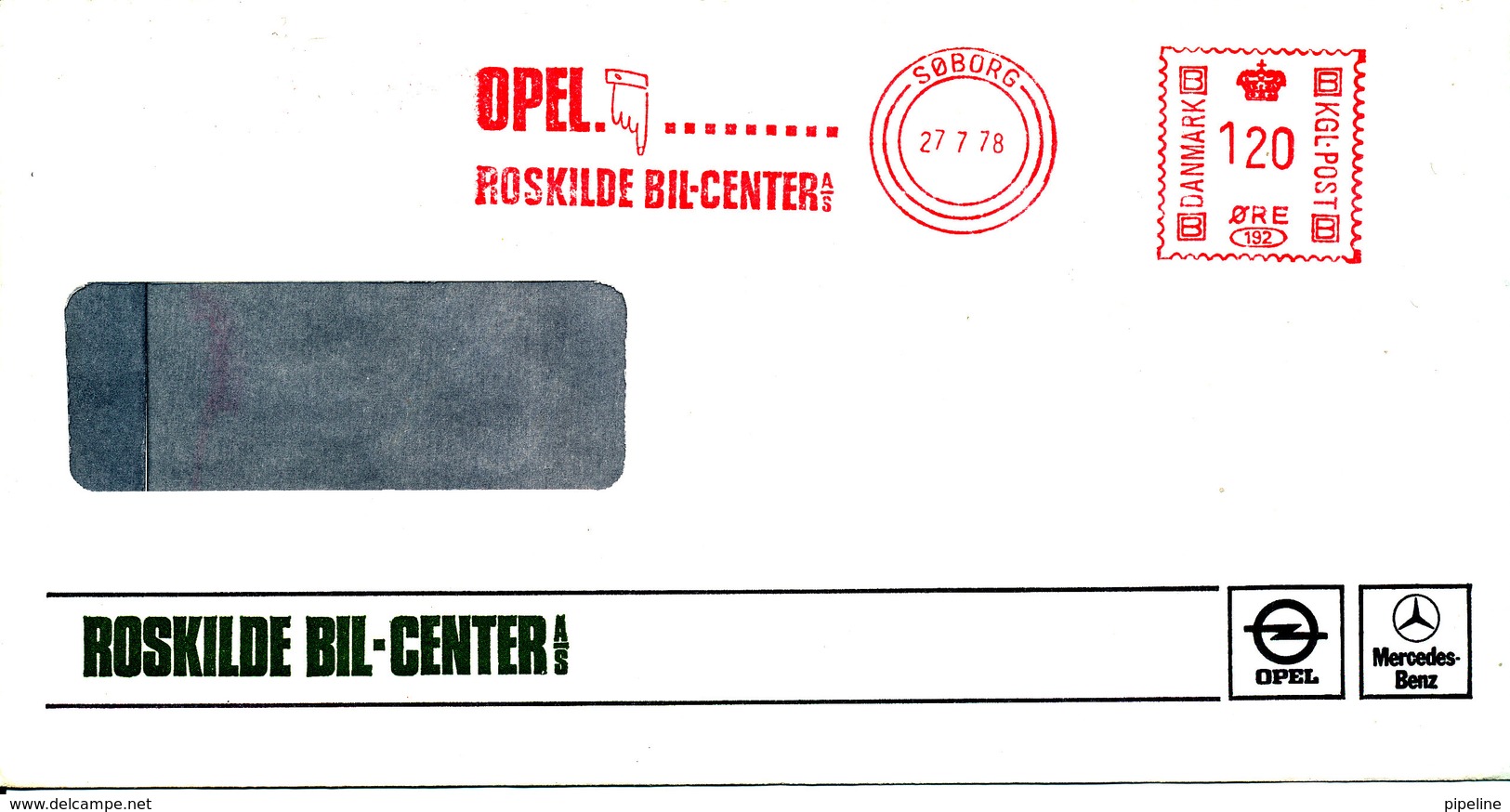 Denmark Cover With Meter Cancel OPEL Roskilde Bilcenter Söborg 27-7-1978 - Covers & Documents