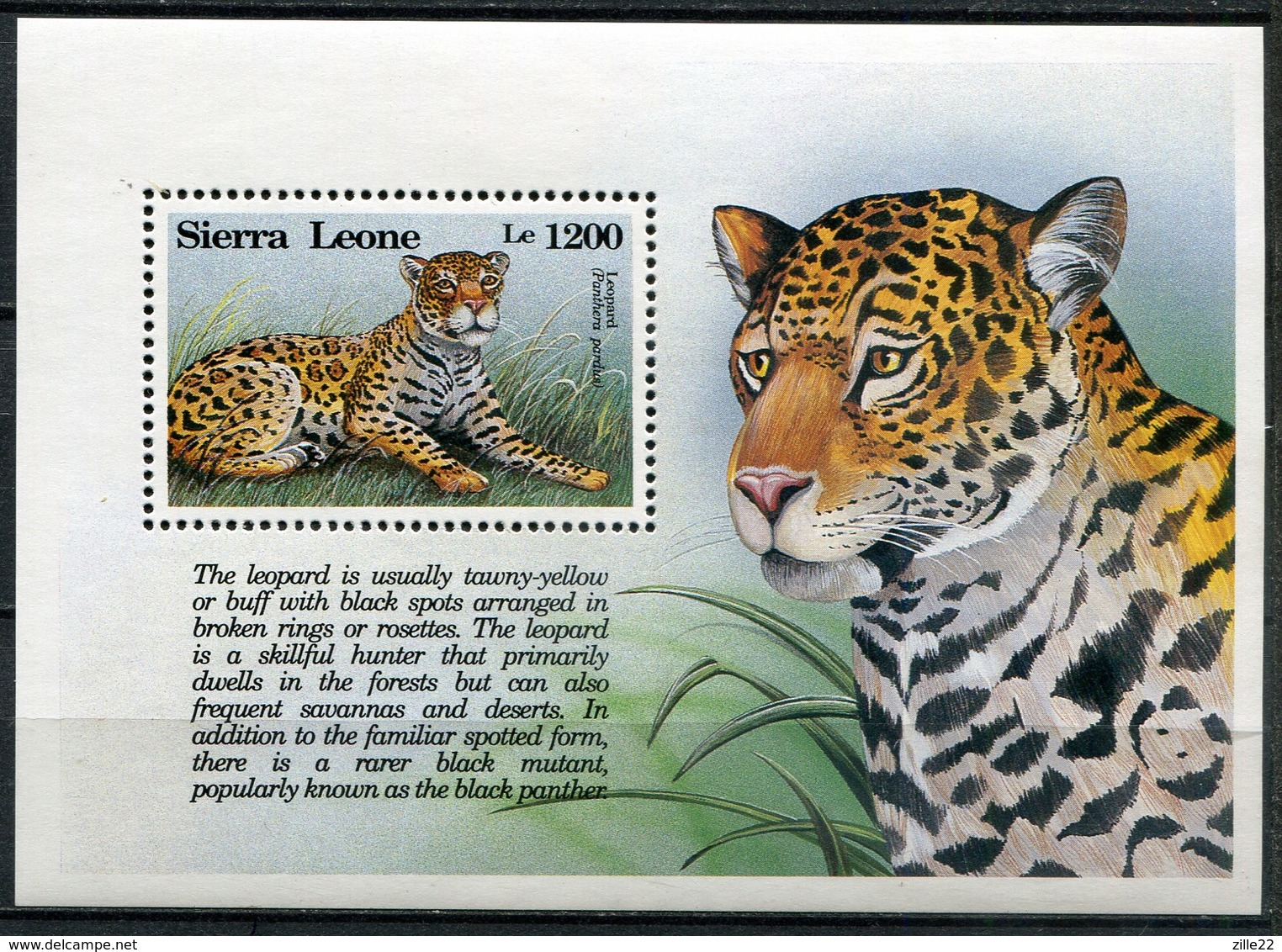 Sierra Leone Mi# Block 227 Postfrisch MNH - Fauna Leopard - Sierra Leone (1961-...)