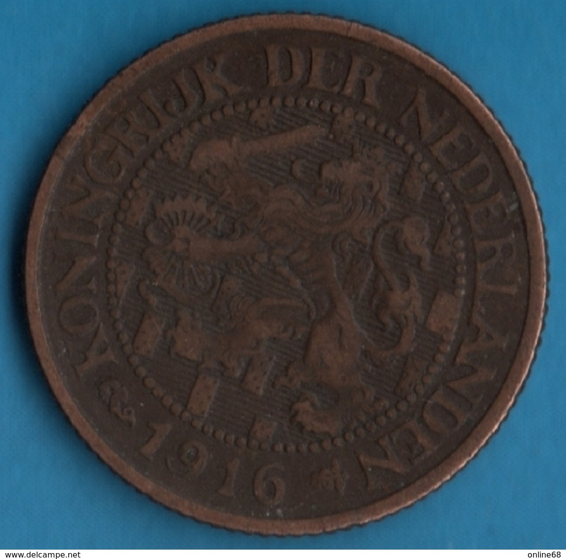 NEDERLANDEN  2½ Cents 1916  KM# 150 Wilhelmina - 2.5 Centavos