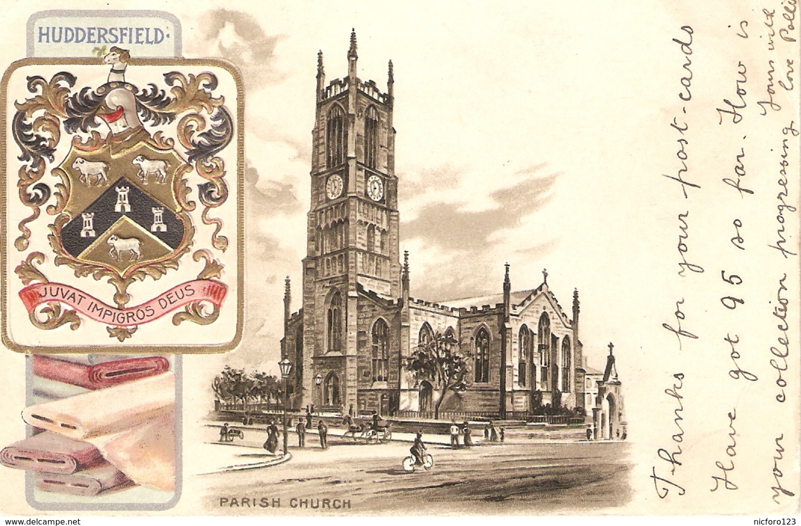 "Huddesfield. Parish Church"  Tuck Heraldic Series PC # 191 - Tuck, Raphael