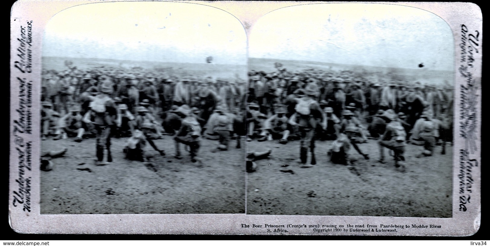 RARE  PHOTO VÉRITABLE STEREOSCOPIQUE AVANT 1900- PRISONNIERS BOERS- AFRIQUE DU SUD- TRES BELLE ANIMATION - Cartes Stéréoscopiques