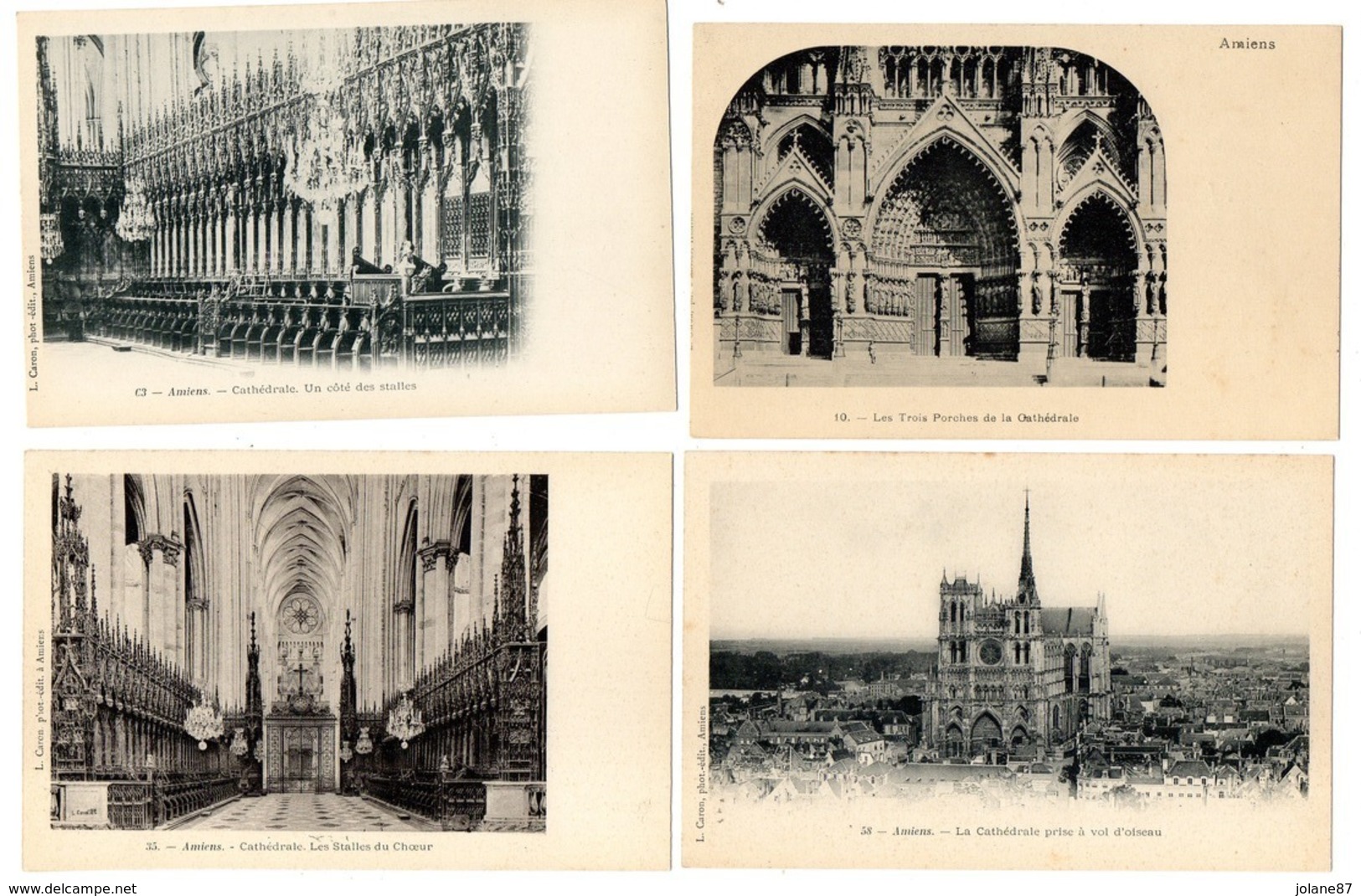 4 CPA SIMPLES   80    AMIENS       CATHEDRALE     LES PORCHES ET STALLES - Amiens