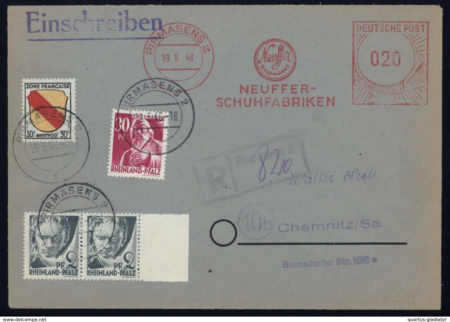 1947, Französische Zone Rheinland Pfalz, 1 (2) U.a., Brief - Sonstige & Ohne Zuordnung