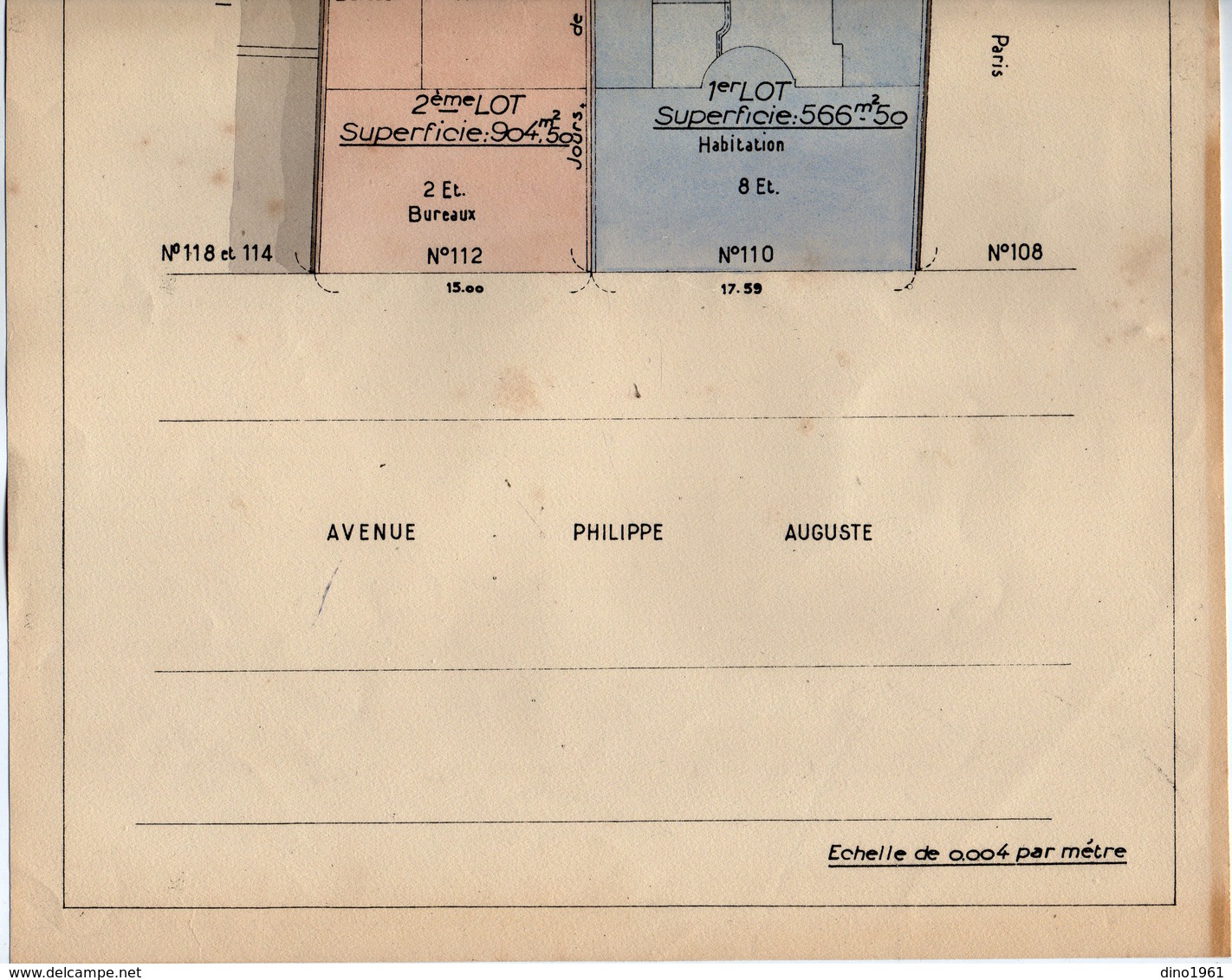 VP 16.829 - Ville De PARIS - Plan 26 X 43 De L'Immeuble Avenue Philippe Auguste - Géomètre Mr Pierre RAMBERT à MEAUX - Architecture