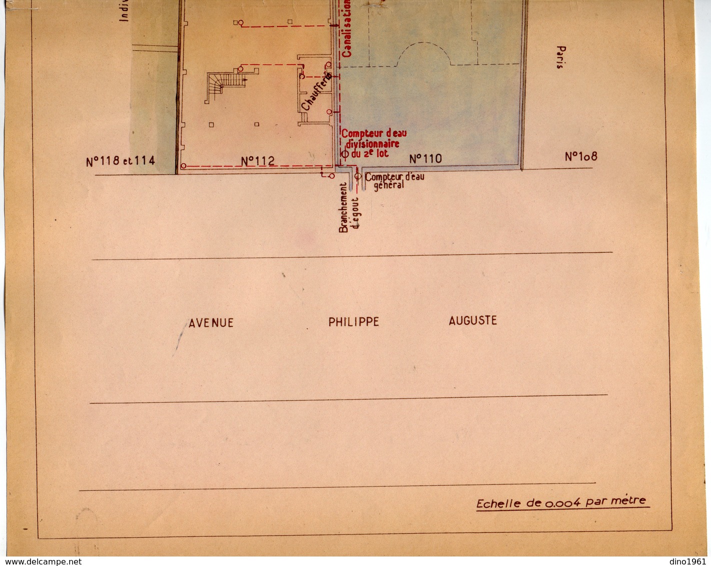 VP 16.831 - Ville De PARIS - Plan 26 X 43 De L'Immeuble Avenue Philippe Auguste ( Egouts ) - Géomètre Mr RAMBERT à MEAUX - Architecture