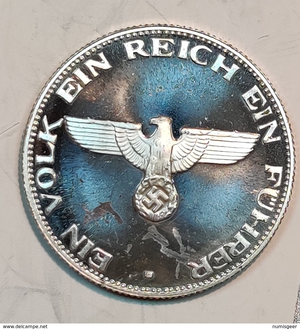 Jeton- Medaille  - ADOLF HITLER ( EIN VOLK EIN REICH EIN FÜHRER ) Arg. 16 Gr. - Andere & Zonder Classificatie