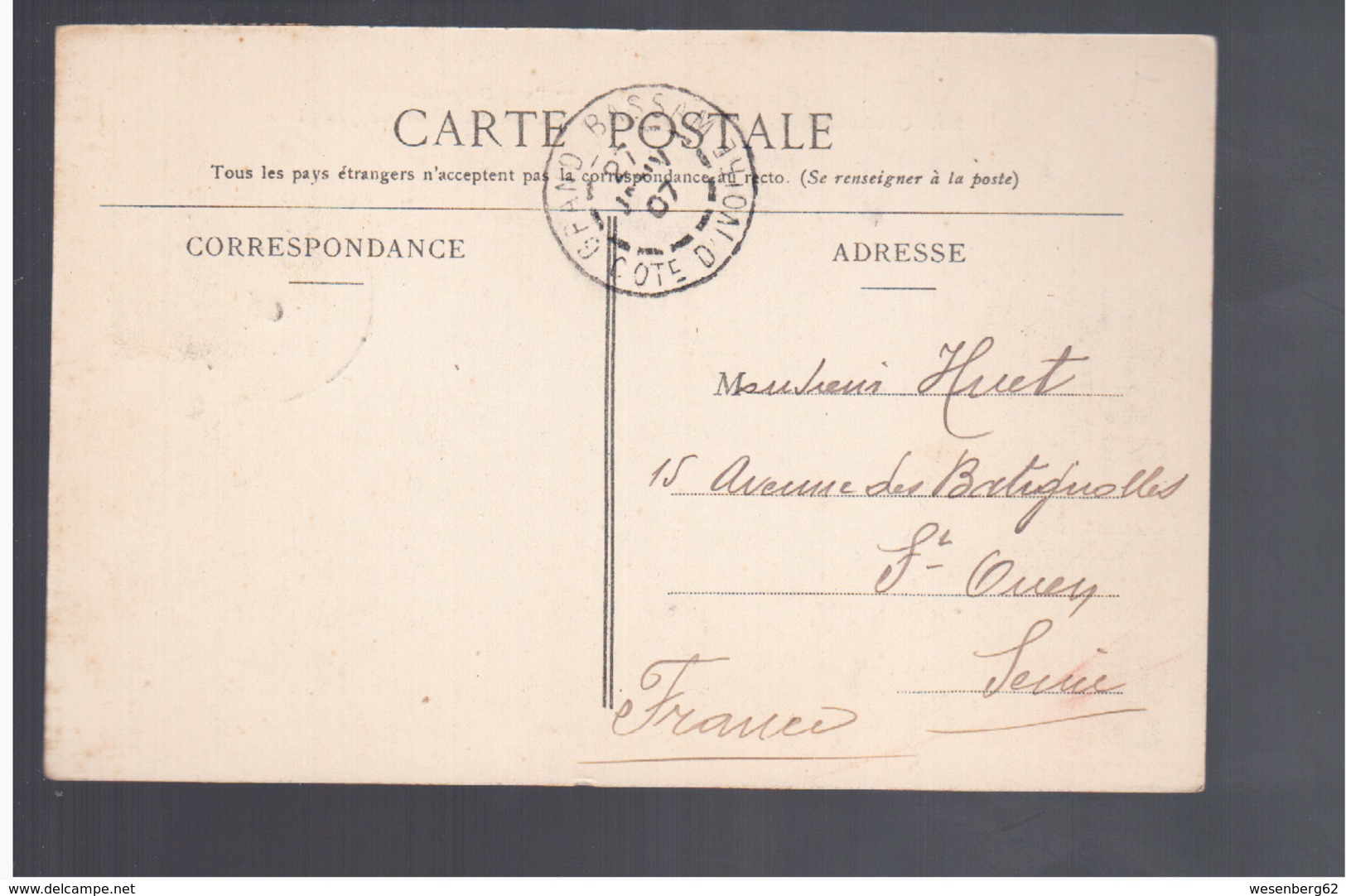 Cote D'Ivoire Grand- Bassam - Manutention Des Billes D'Acajou 1907 Old Postcard - Côte-d'Ivoire