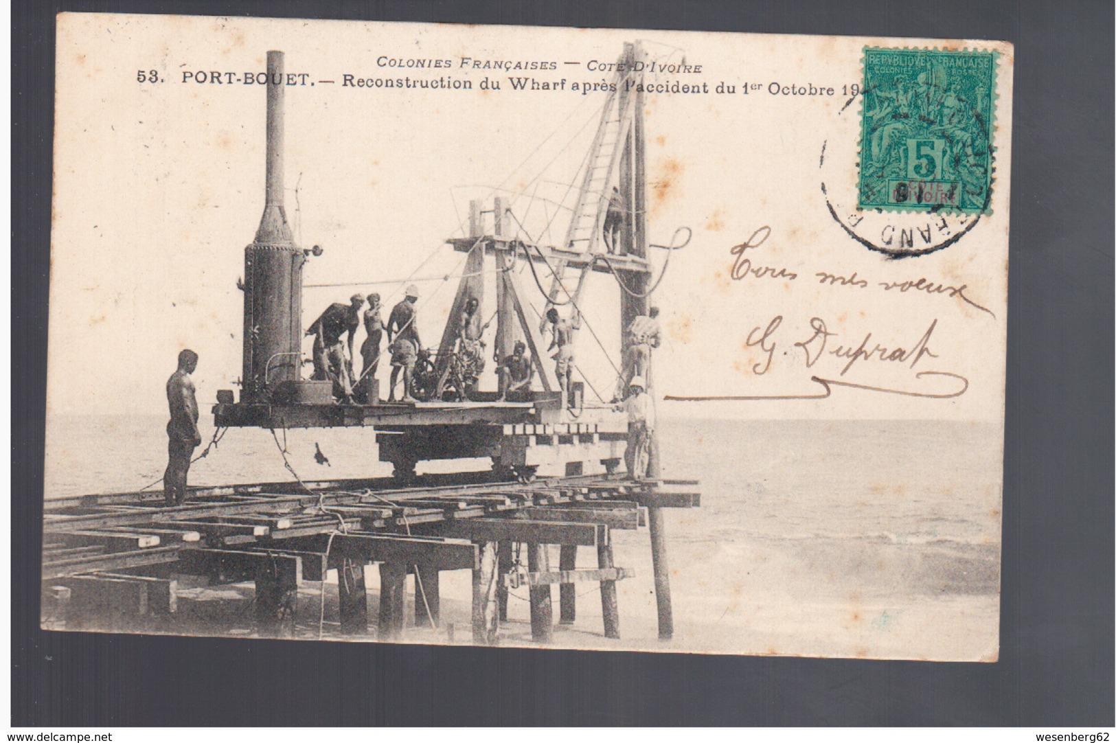 Cote D'Ivoire Port- Bouet - Reconstruction Du Wharf Après L'accident Du 1er Octobre 1905 Old Postcard - Côte-d'Ivoire