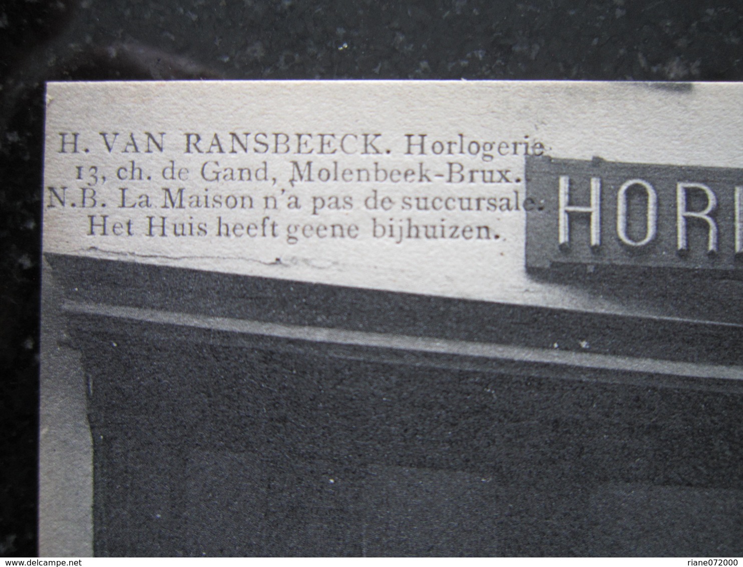 MOLENBEEK - 13 Chaussée De Gand -  Horlogerie Henri VAN RANSBEECK , Atelier De Réparation - Molenbeek-St-Jean - St-Jans-Molenbeek