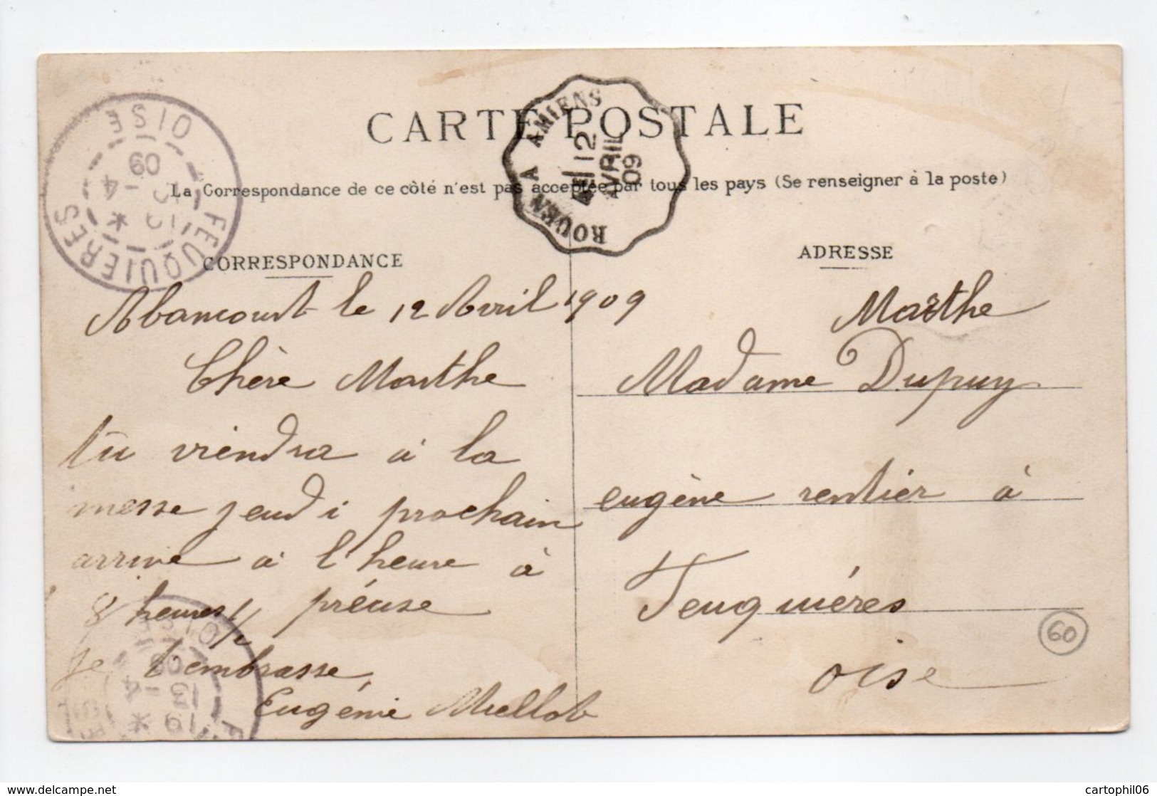 - CPA FORMERIE (60) - Rue Du Fryer 1909 (HOTEL ET CAFÉ DE LA HERSE - HAUTECLOQUE-DUCHENE) - - Formerie