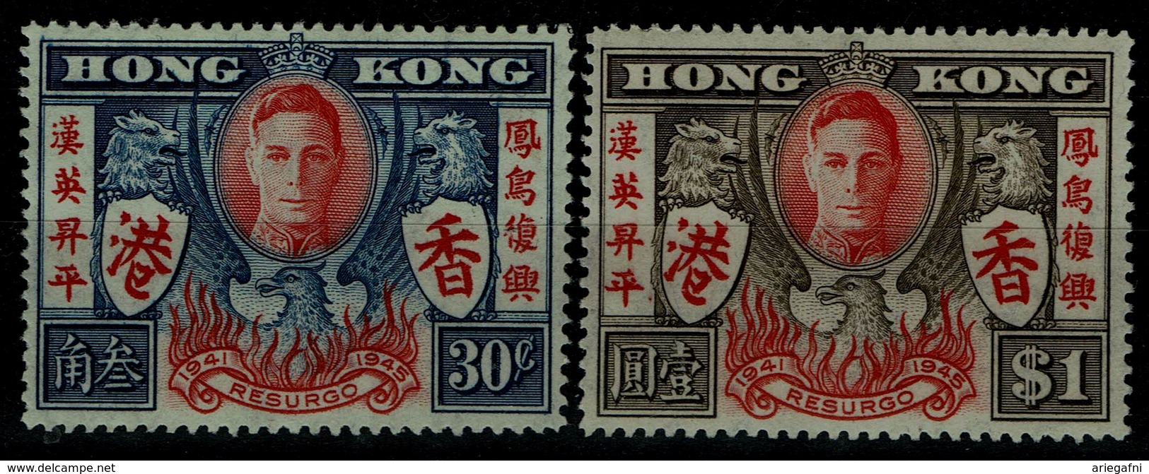 HONG KONG 1946 VICTORIOUS END OF WORLD WAR II MI No 169-70 MNH VF!! - Neufs