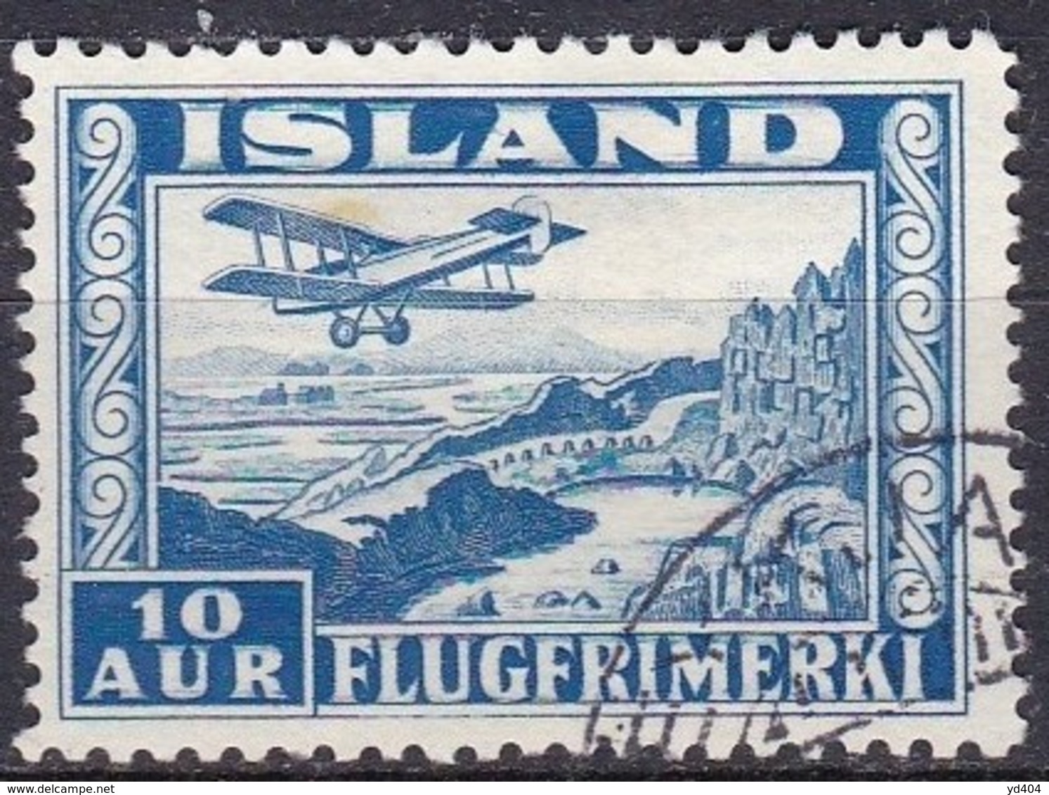 IS322 – ISLANDE – ICELAND – 1934 – PLANE OVER THINGVALLA – SC # C15 USED - Luchtpost