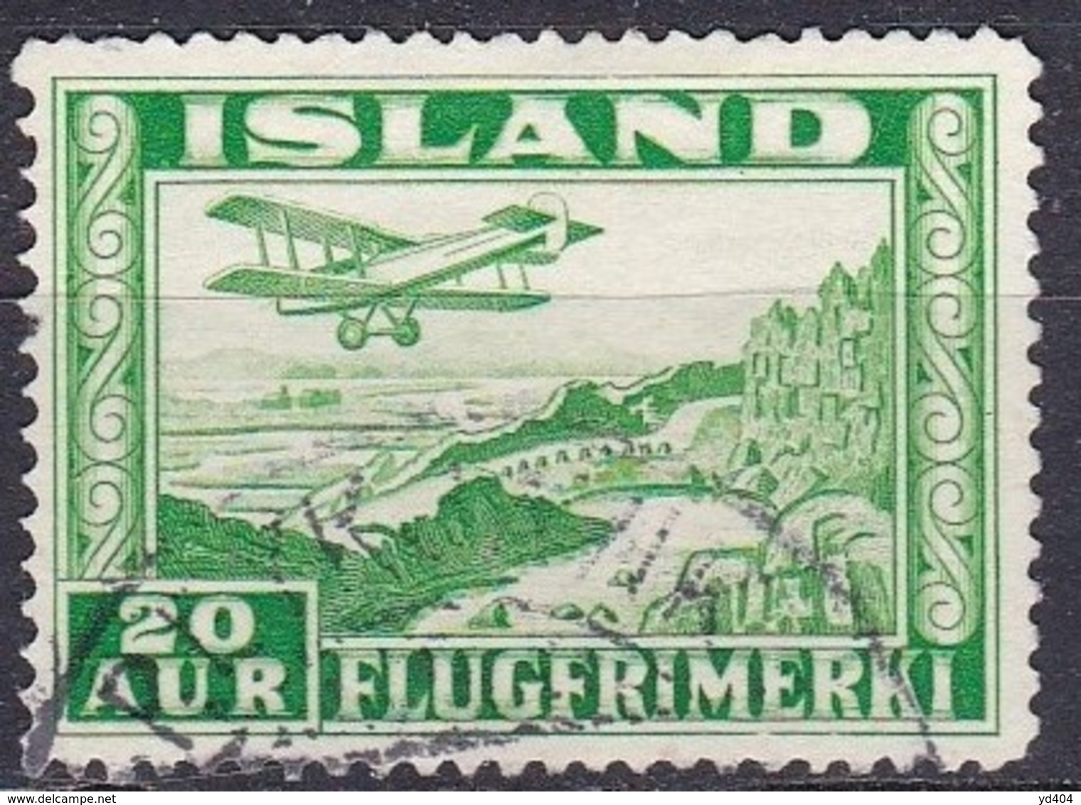 IS324 – ISLANDE – ICELAND – 1934 – PLANE OVER THINGVALLA – SC # C16a USED 19 € - Luchtpost