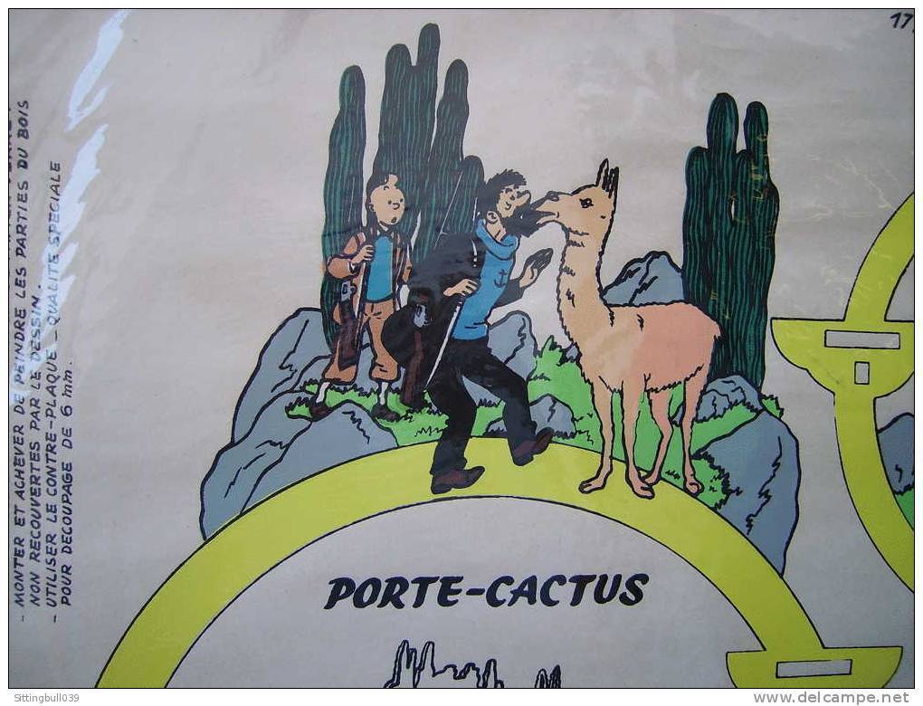 TINTIN PLANCHE BD LE TEMPLE DU SOLEIL L'ARTISTE AMATEUR N°3008. PLANCHE DECOUPAGE POUR REALISER UN PORTE-CACTUS. RARE ! - Planches Et Dessins - Originaux