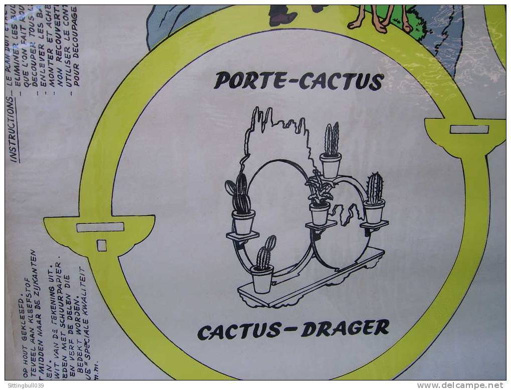 TINTIN PLANCHE BD LE TEMPLE DU SOLEIL L'ARTISTE AMATEUR N°3008. PLANCHE DECOUPAGE POUR REALISER UN PORTE-CACTUS. RARE ! - Original Drawings