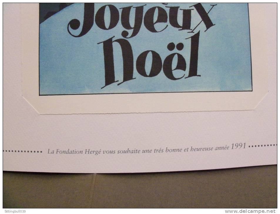 Hergé. Carte De Voeux 1991, En Sérigraphie, Fondation Hergé, Avec Quick Et Flupke Et L'Agent En éclaireur. RARE ! - Hergé