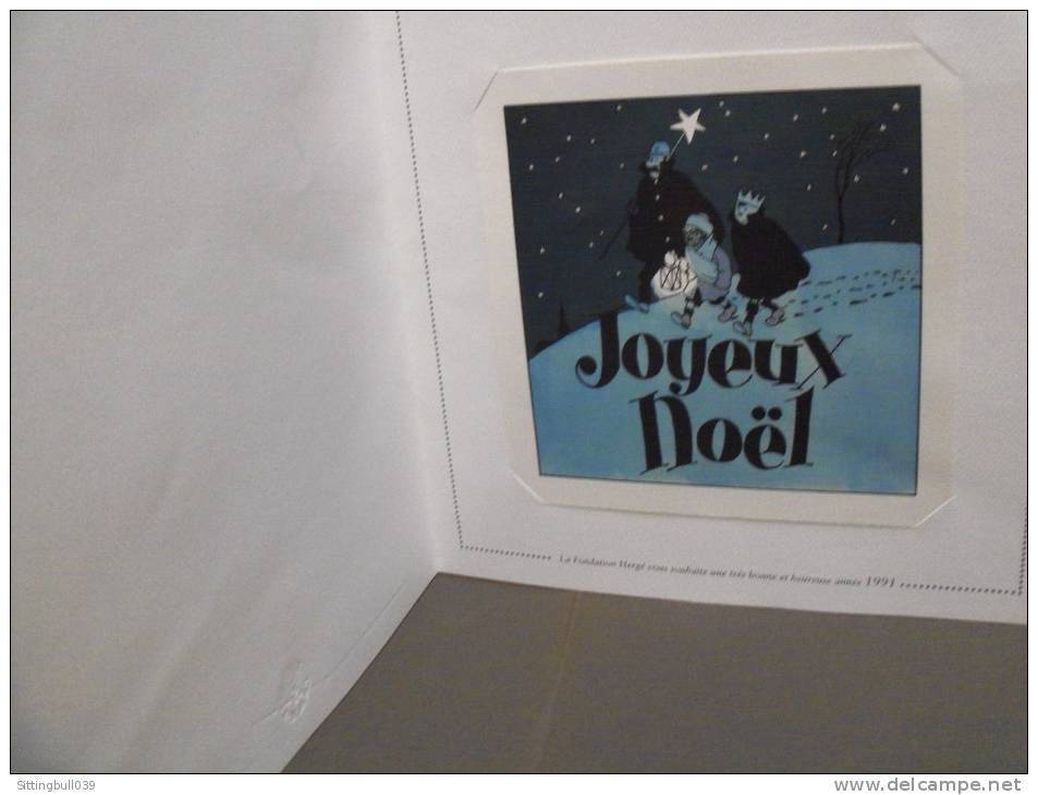 Hergé. Carte De Voeux 1991, En Sérigraphie, Fondation Hergé, Avec Quick Et Flupke Et L'Agent En éclaireur. RARE ! - Hergé