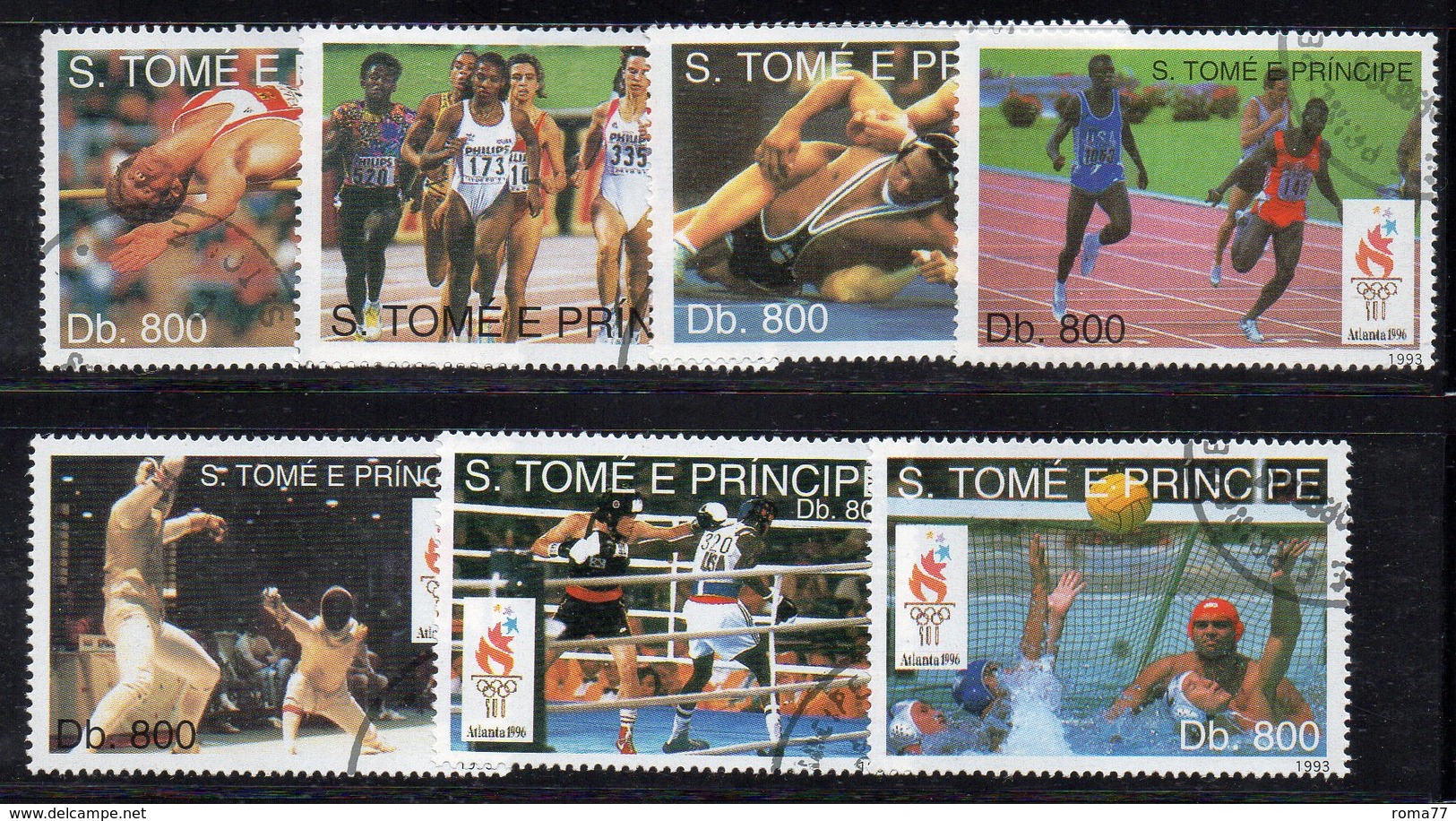 APR2947 - ST. THOMAS PRINCE 1993 , Yvert 1195/1202 (manca Solo 1198 Football) Usati  (2380A) Atlanta - St. Thomas & Prince