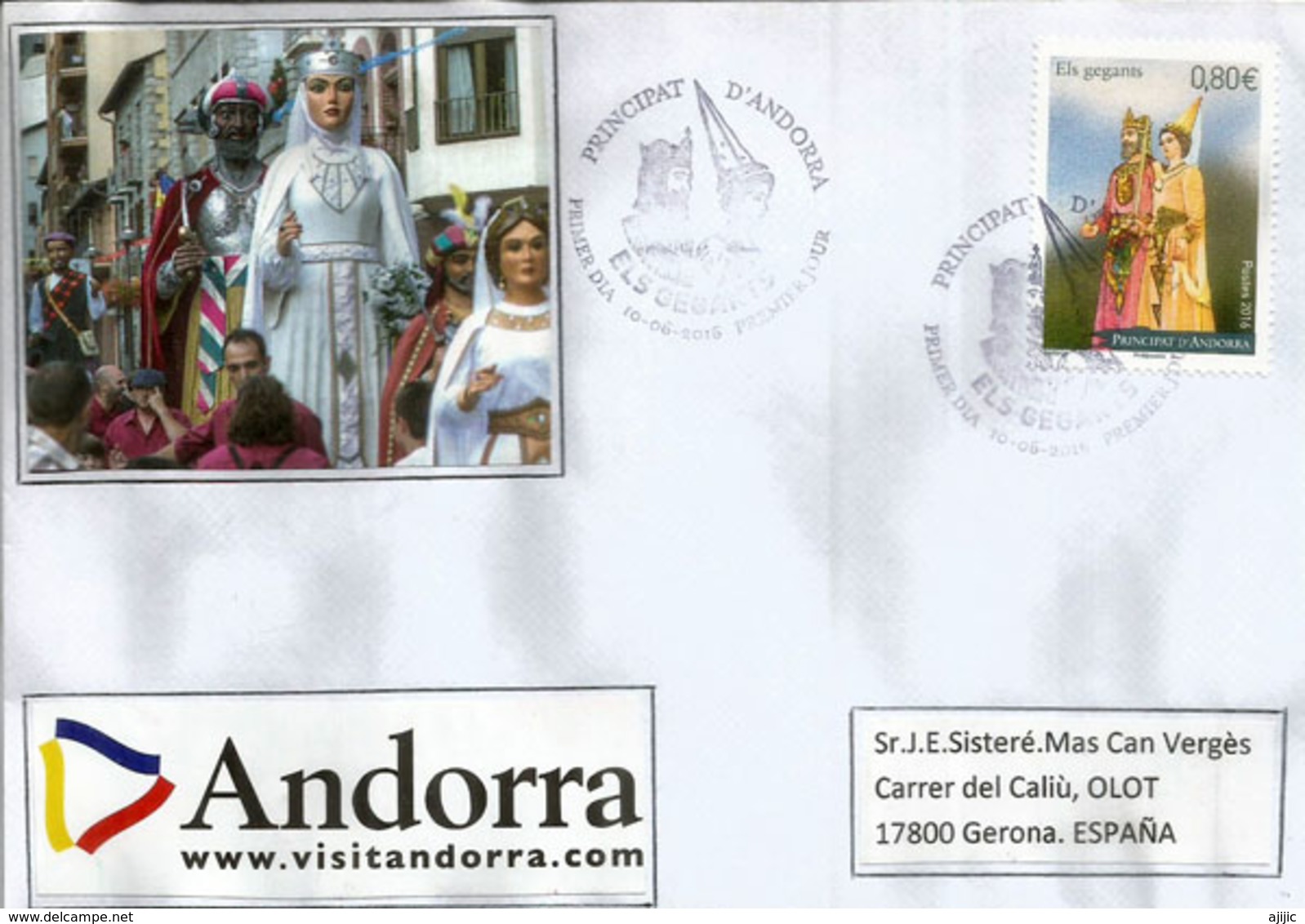 ANDORRA.CARNAVAL.La Festa Major D’Andorra La Vella : Ball De Gegants (Bal Des Géants) 2016 , Lettre FDC - Lettres & Documents