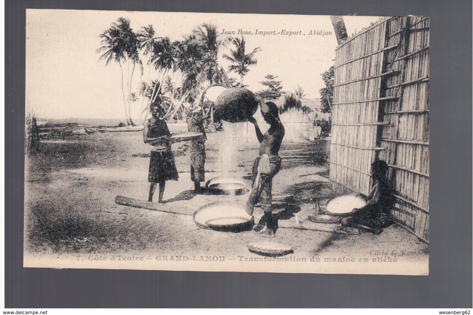 Cote D'Ivoire Grand- Lahou- Transformation Du Manioc En Atiéké Ca 1915 Old Postcard - Côte-d'Ivoire