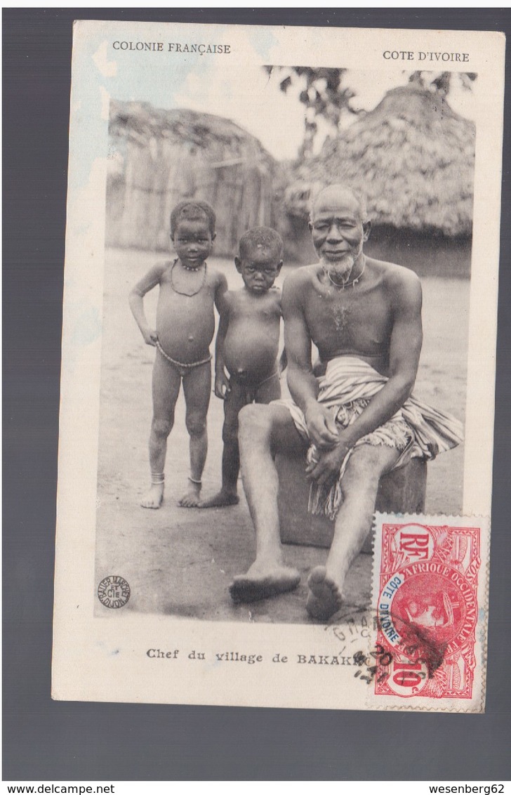 Cote D'Ivoire Chef Du Village De Bakakro Ca 1910 Old Postcard - Côte-d'Ivoire