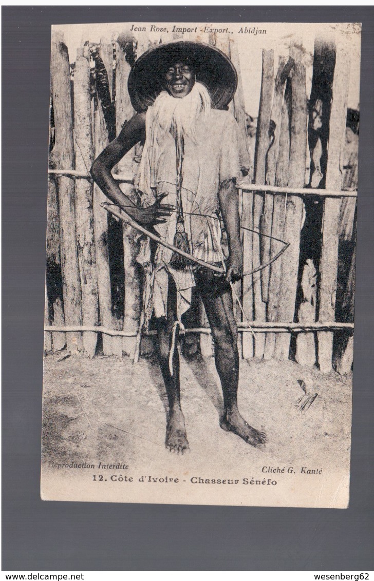 Cote D'Ivoire Chasseur Sénéfo 1928 Old Postcard - Côte-d'Ivoire