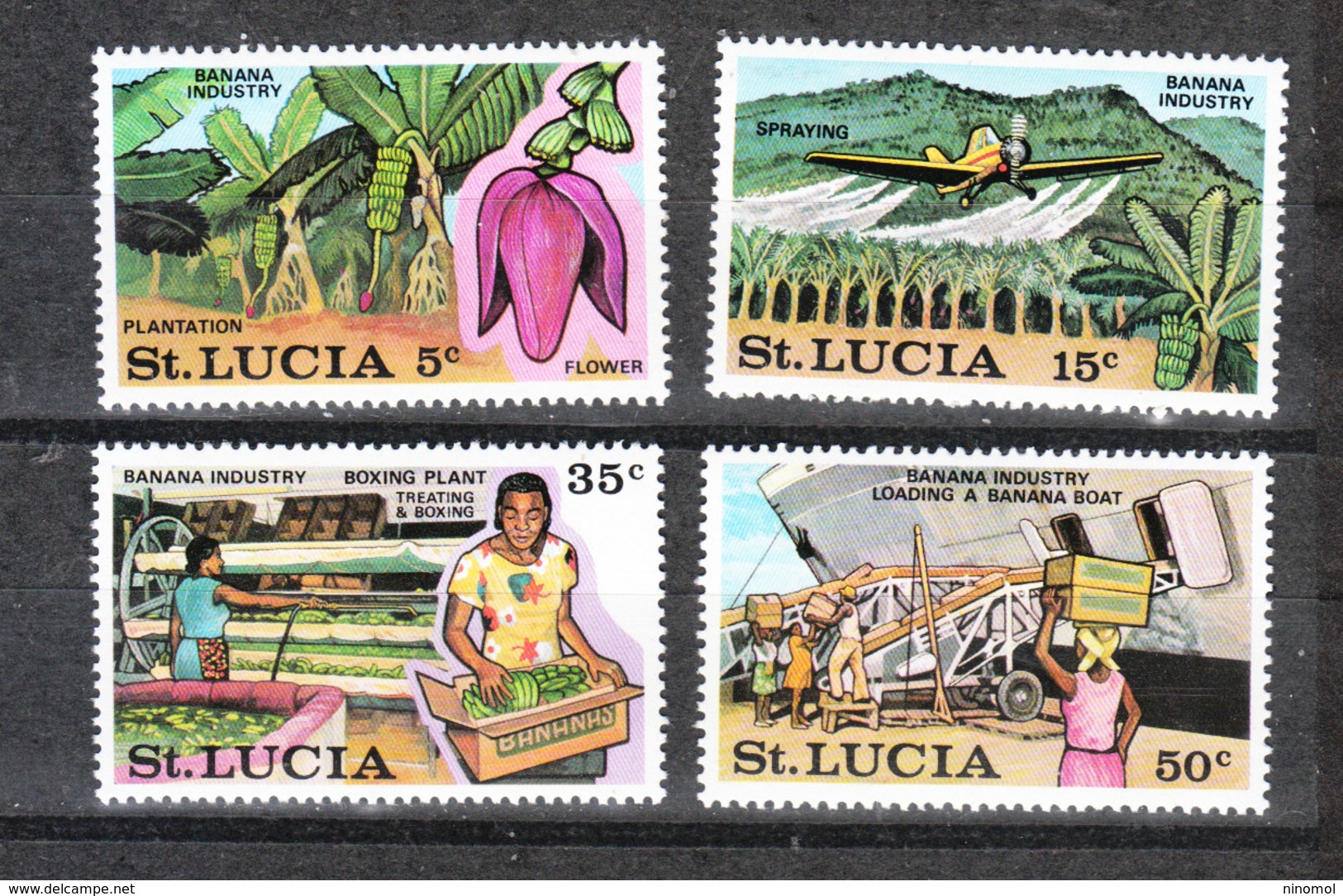 St. Lucia  - 1973.  Industria Banane: Coltivazione E Trasporto. Banana Industry: Cultivation And Transport. Complete MNH - Fabbriche E Imprese