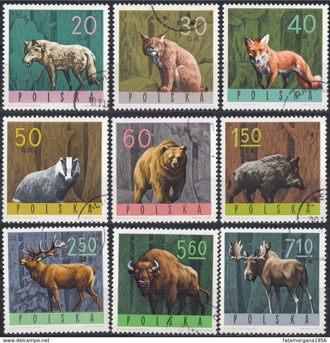 POLONIA - POLSKA - 1965 - Serie Completa Comprendente 9 Valori Usati: Yvert 1483/1491, Animali Delle Foreste. - Usati