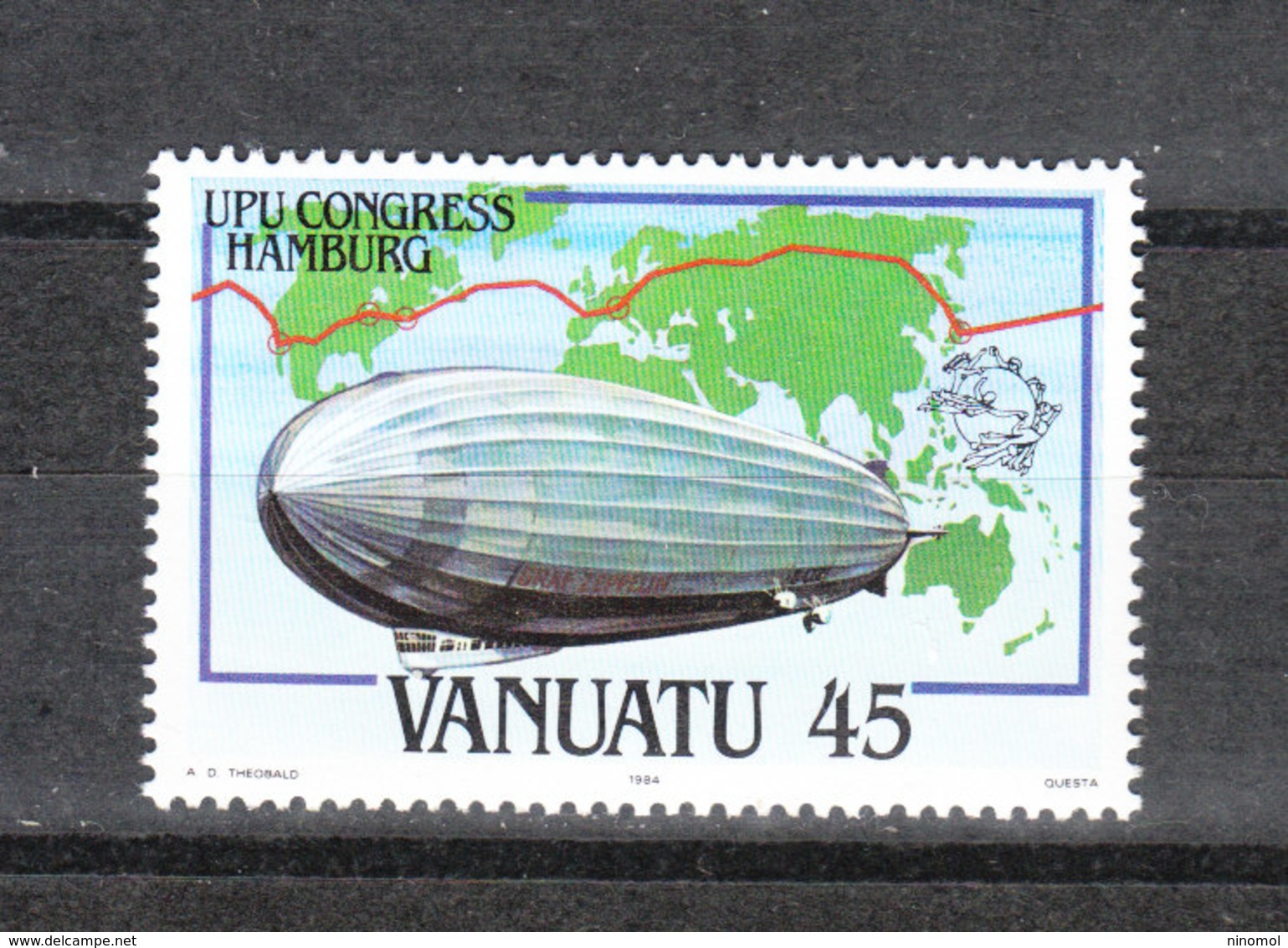 Vanuatu   -  1984.  UPU. Zeppelin. Trasvolata Intercontinentale. Intercontinental Flight. MNH - Zeppelin