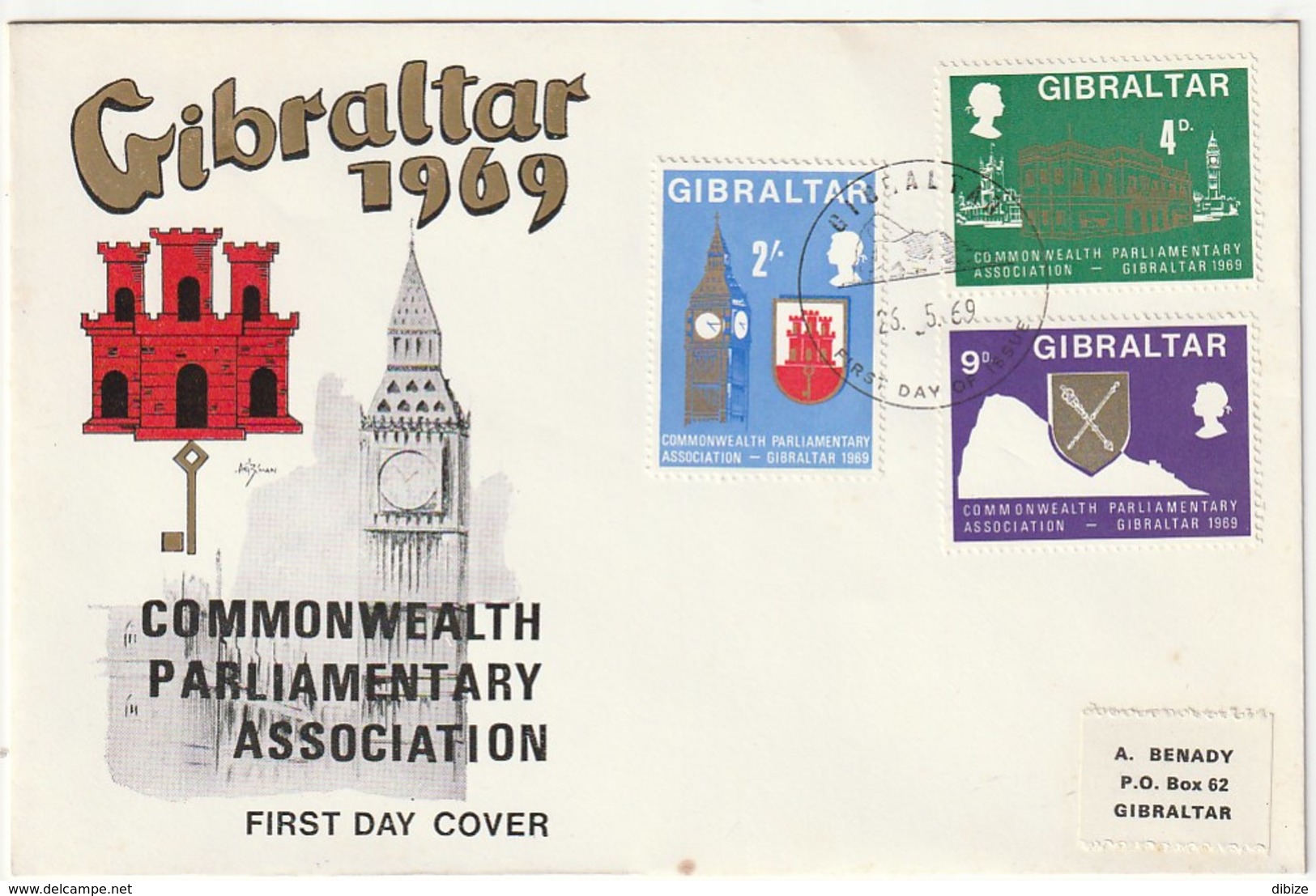 First Day Cover. Gibraltar. Commonwealth Parliamentary Association. 1969. Average Condition. - European Community