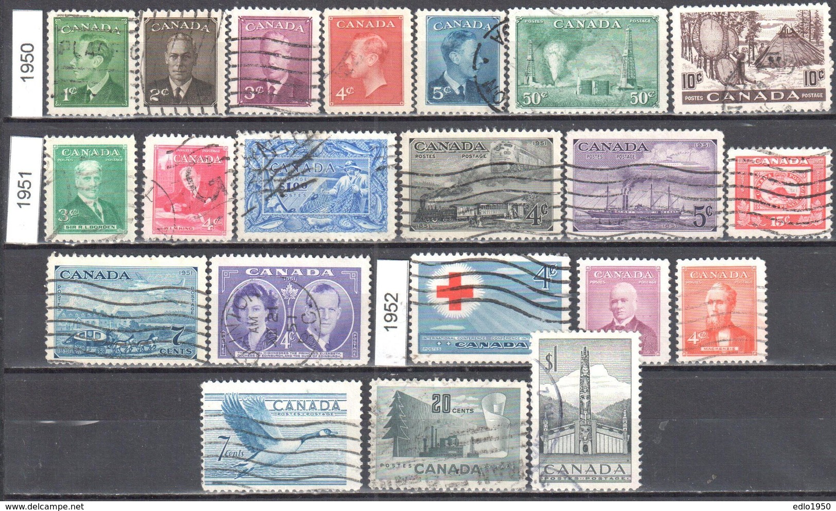 Canada 1950-52 - Year Set - Mi.256-76 - Used Gestempelt - Années Complètes