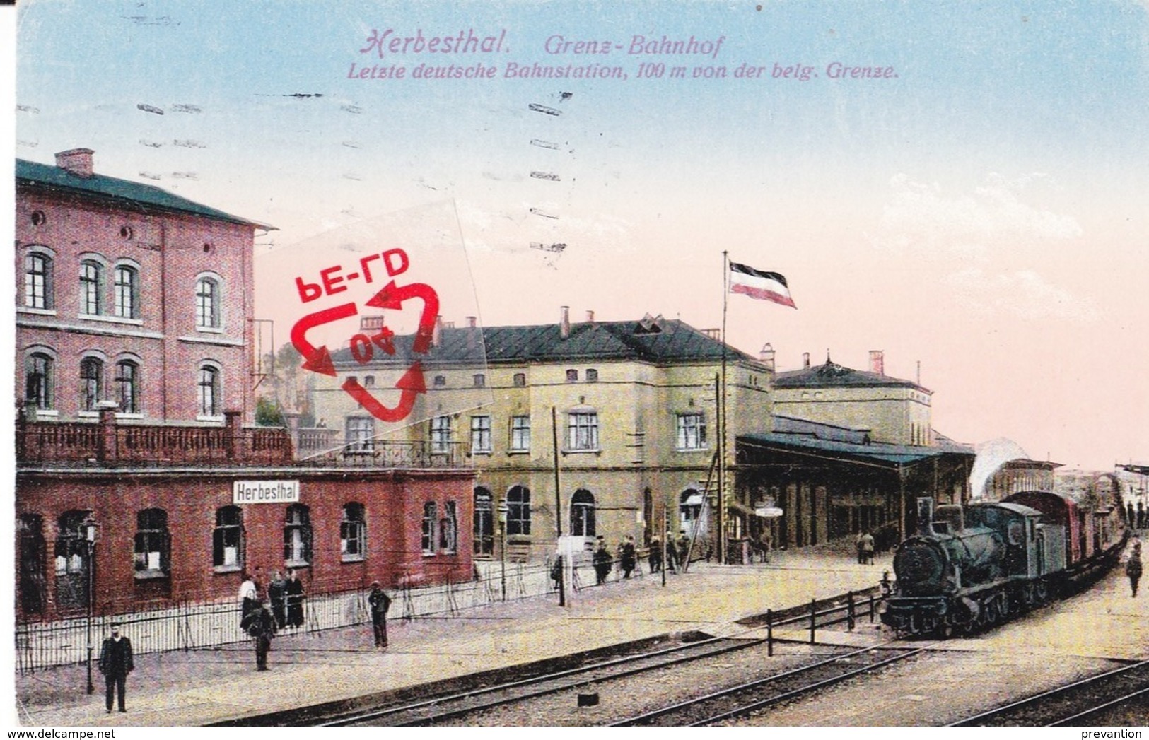 HERBESTHAL - Grenz-Bahnhof - Letzte Deutsche Bahnstation, 100m Von Der Belg. Grenze - Carte Colorée Avec Locomotive - Lontzen