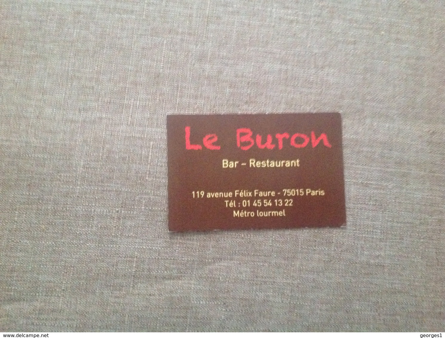 Carte De Visite De Bar Restaurant  Le Buron   Paris 15eme - Cartes De Visite