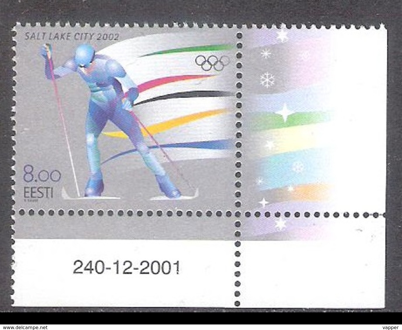 Winter Olympic Games Salt Lake City Estonia 2002 MNH Corner Stamp With Issue Number Mi 426 - Winter 2002: Salt Lake City - Paralympic