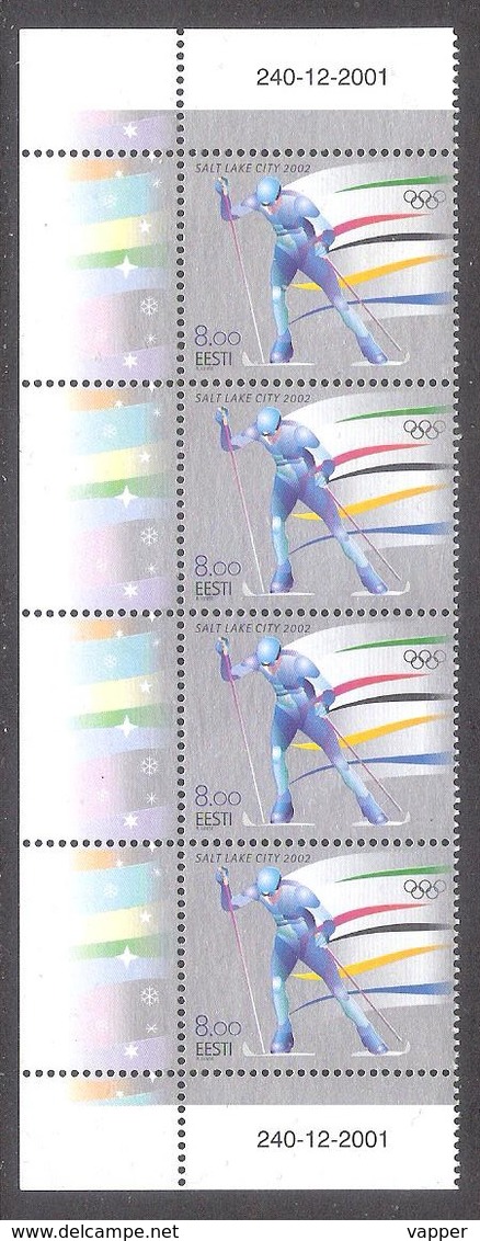 Estonia 2002 MNH Stamp Strip Of 4 Winter Olympic Games Salt Lake City Mi 426 - Inverno2002: Salt Lake City