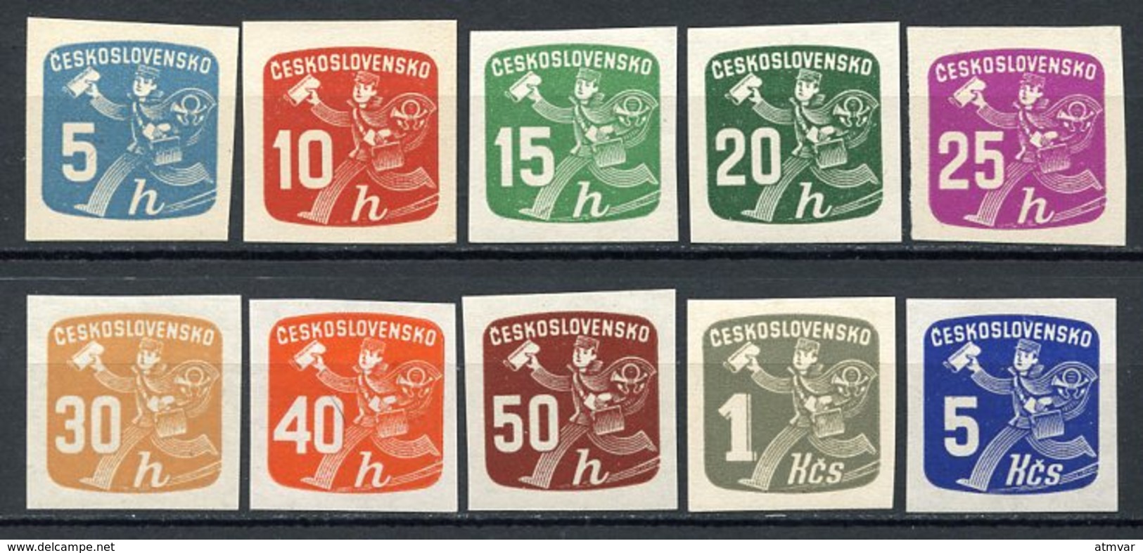 Czechoslovakia (1945) - MNH ** Mi 480-489 Sc P27-P36 NEWSPAPER STAMPS, Zeitungsmarken – Briefträger - Nuevos