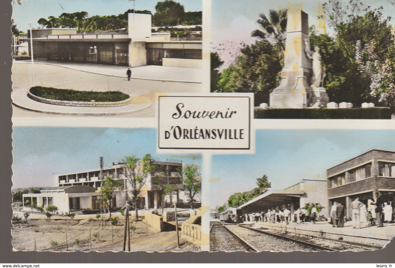 C. P. - PHOTO - SOUVENIR D'ORLEANSVILLE - MULTIVUES - LA GARE - LE MONUMENT AUX MORTS - LE NOUVEL HOTEL BAUDOUIN - LA NO - Chlef (Orléansville)