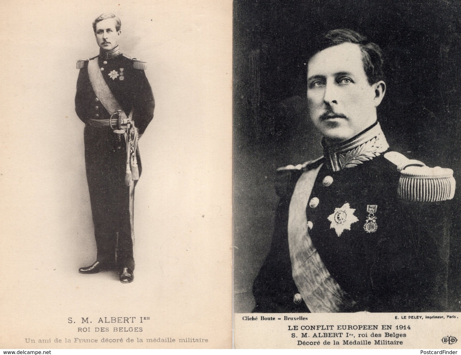 SM Albert 2x Antique Military WW1 Postcard S - War 1914-18