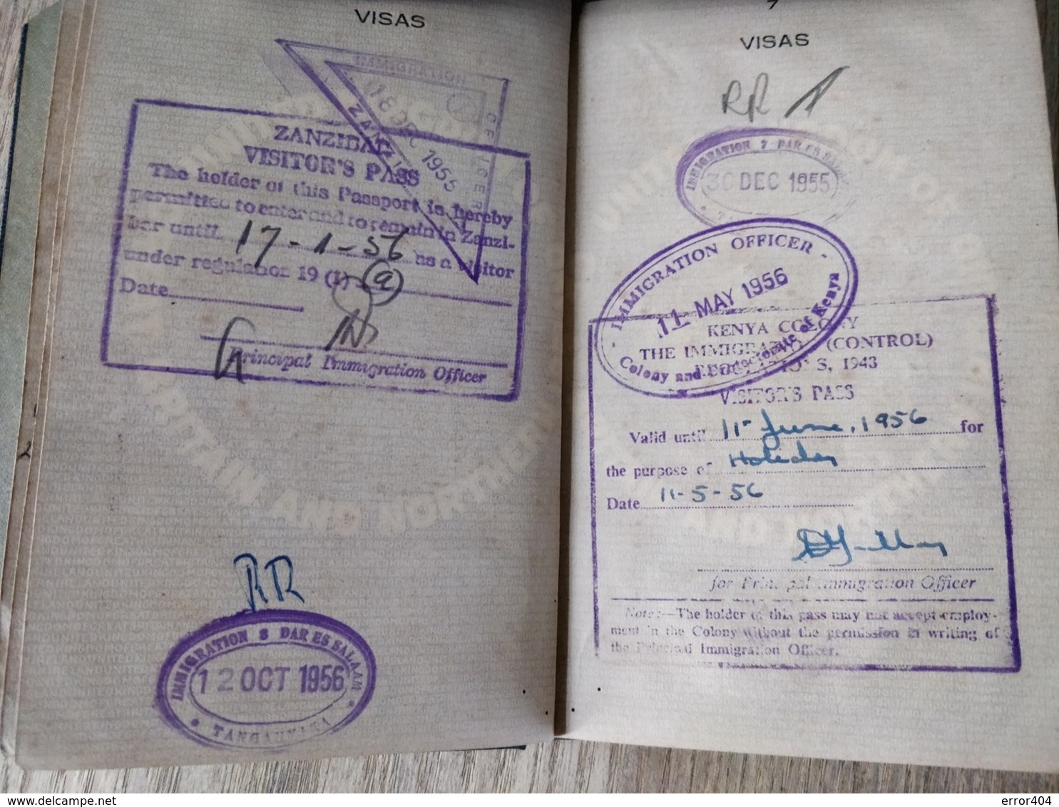 British Tanganyika Colonial Passport Issued In 1955 With Many Visas To Kenya, Zanzibar! Extremely Rare Type! - Historical Documents