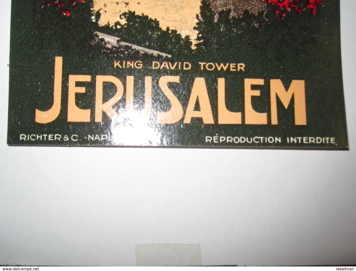 HOTEL MOTEL PENSION KING DAVID JERUSALEM PALESTINE ISRAEL TAG STICKER DECAL LUGGAGE LABEL ETIQUETTE AUFKLEBER - Etiketten Van Hotels