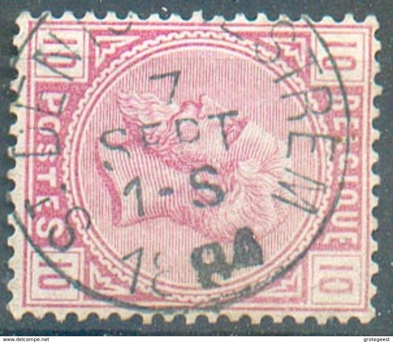 N°38 - 10 Centimes Rose, Obl. Sc St DENIS-WESTREM 7 Sept. 1884 - 15156 - 1883 Leopoldo II