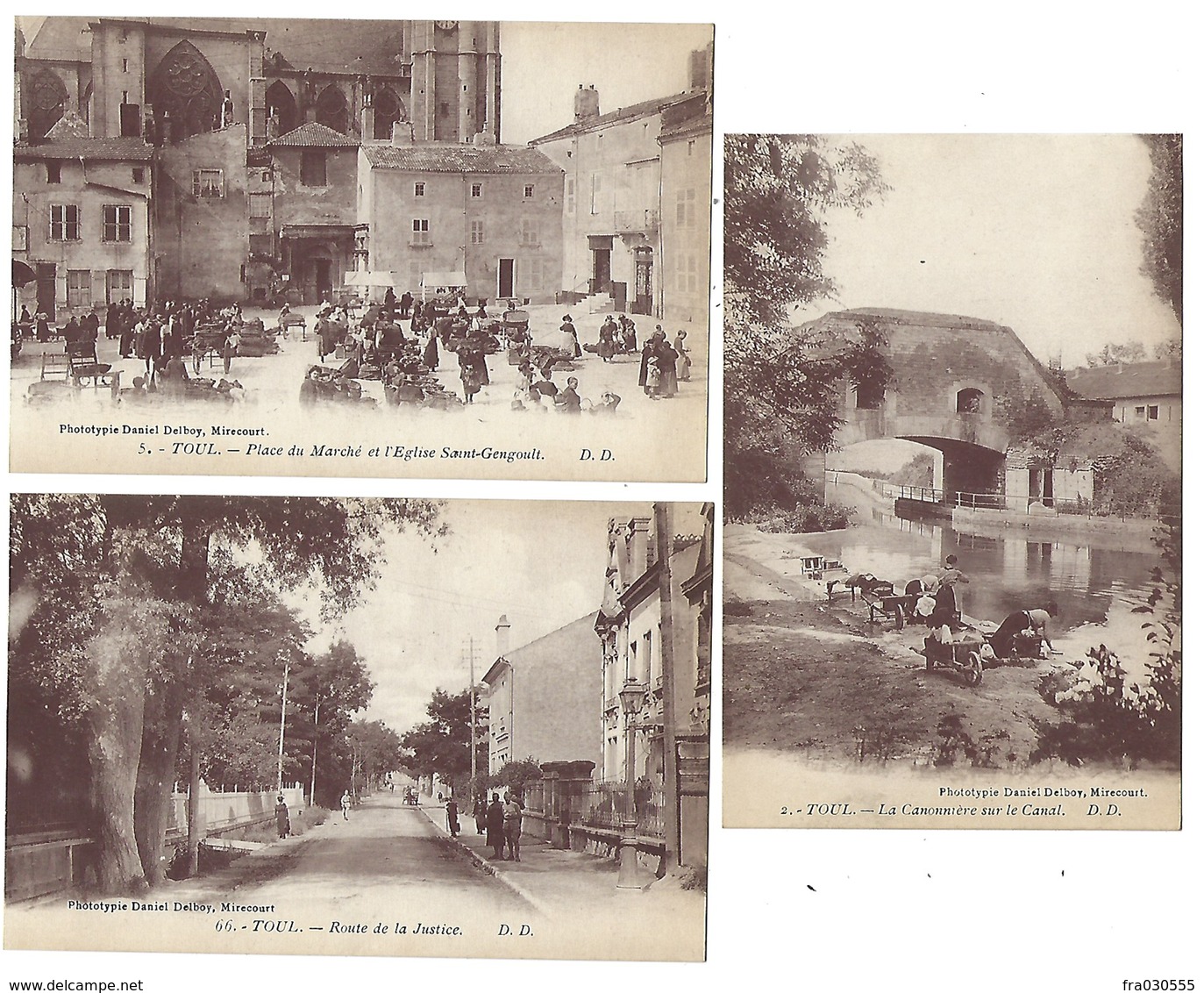 54 - TOUL - Lot De 3 CPA Animées - Lavandières, Marché, Route De La Justice - Toul