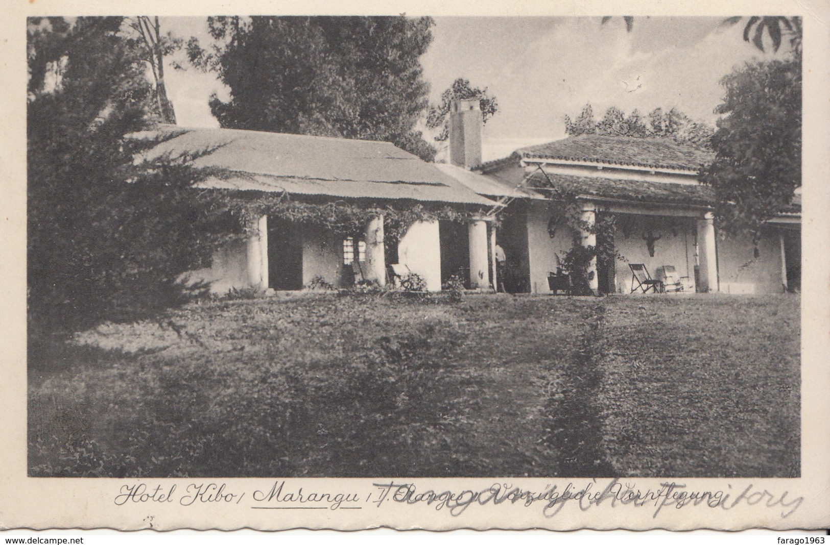 1933 Tanganyika Hotel Kibo Marangu Kilimanjaro Commercially Used Postcard Moshi To Switzerland - Tanzania