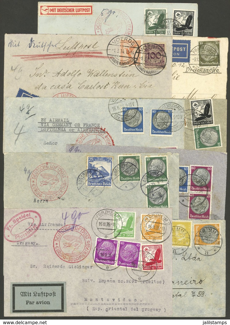 GERMANY: 9 Airmail Covers Sent To Uruguay, Brazil And Peru Between 1934 And 1937, All Flown By DLH, There Are Some Very  - Altri & Non Classificati