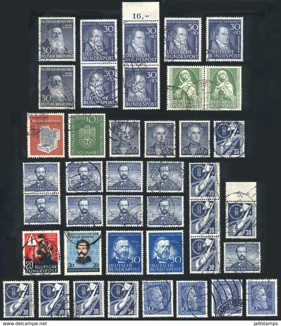 WEST GERMANY: Lot Of Used Stamps, Issued Between 1951 And 1953, Little Duplication, In General Of Very Fine Quality, Yve - Verzamelingen