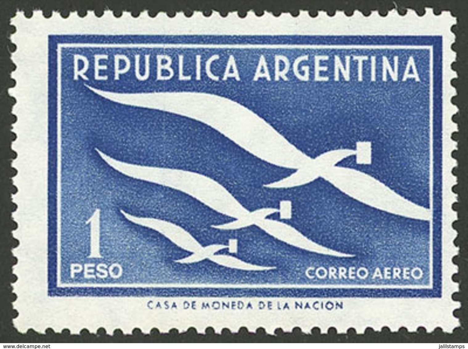 ARGENTINA: GJ.1089A, On GLAZED Paper, MNH, VF And Scarce! - Luftpost