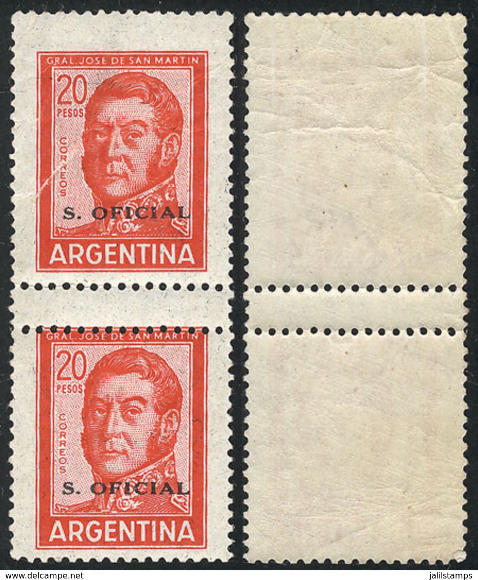 ARGENTINA: GJ.755, Pair With Variety: DOUBLE Horizontal Perforation, Light Wrinkles, Fine Appearance, Rare! - Dienstmarken