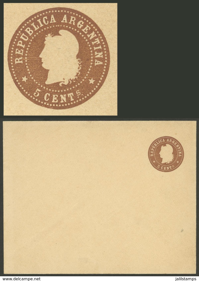 ARGENTINA: Circa 1899, Rare ESSAY Of Envelope With Value 5c. "Liberty Head" (unadopted Design), Printed In Chocolate Col - Ganzsachen